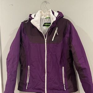 Koppen Womens Winter Ski Jacket Large Purple Removable Hood
